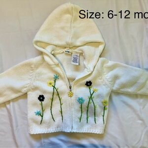 Vintage Gymboree White and Yellow Floral Embroidered Hoodie